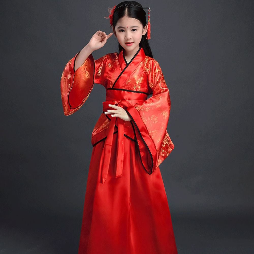 Robe Silk Women - Fashion Ethnic Children's Ancient Costumes Printed