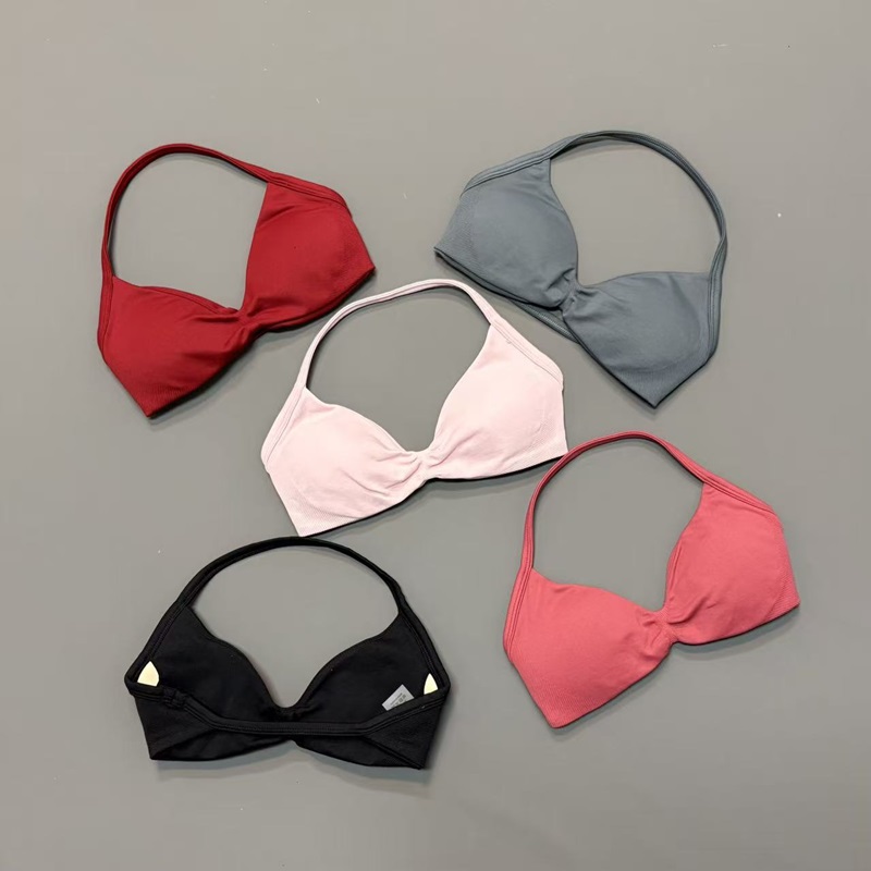 Sports Bra High Impact - Women Halter Sports Bra V-Neck Padded