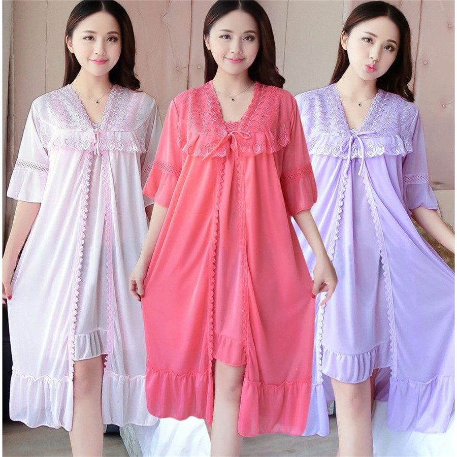 2024 Sexy V Neck Nightdress Sl - огляд і ціна Robe Silk Women
