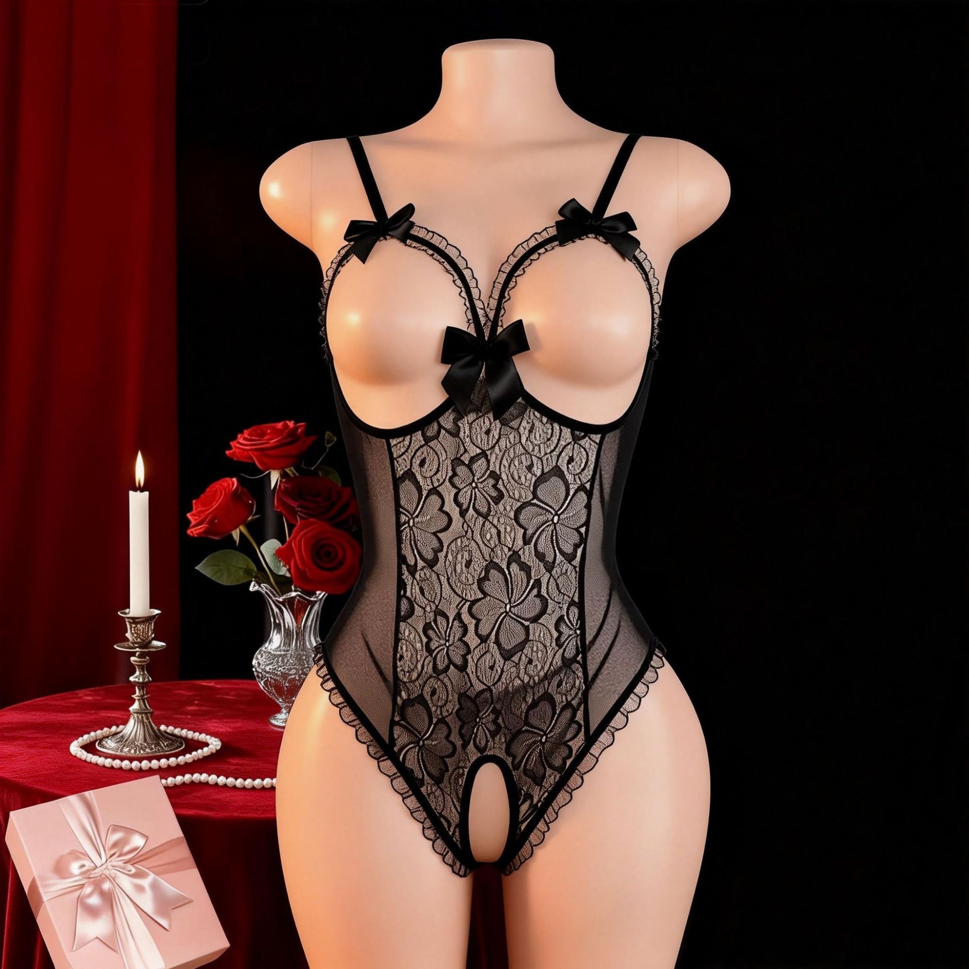 Women Sexy Open Bra Strap Ling - огляд і ціна Babydoll Chemise Night