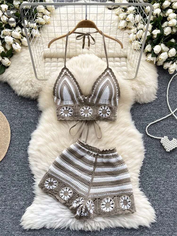 Beach Vacation Knit 2pcs Suits - огляд і ціна Cami Top Lace