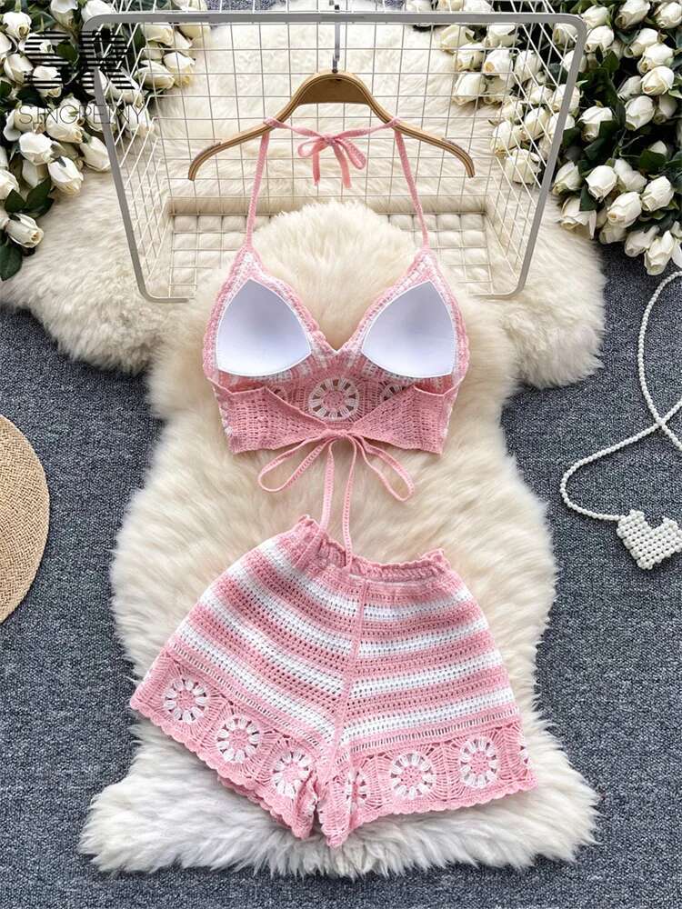 Beach Vacation Knit 2pcs Suits - огляд і ціна Cami Top Lace