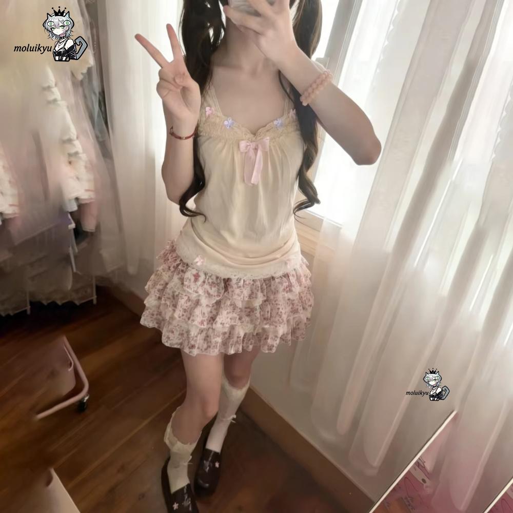 Women Y2K 2Pcs Outfit Set Lace - огляд і ціна Cami Top Lace