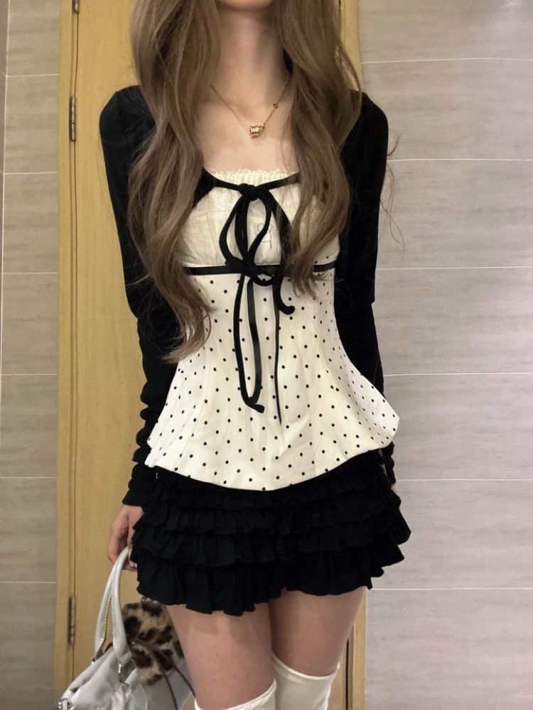 Korean Fashion Polka Dots Lace - огляд і ціна Cami Top Lace