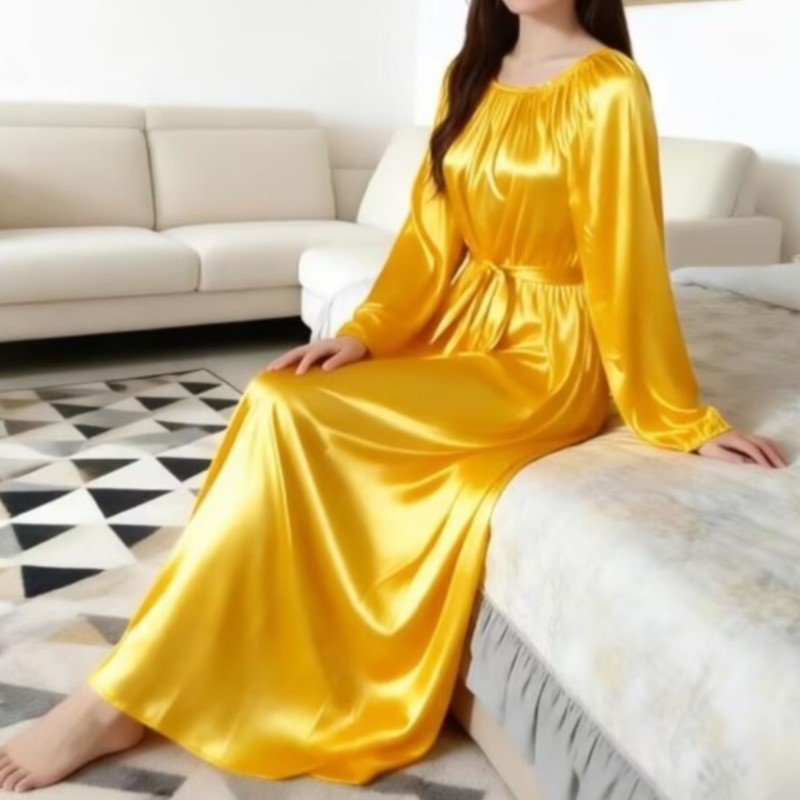 Glossy Ice Silk Night Robe Wit - огляд і ціна Robe Silk Women