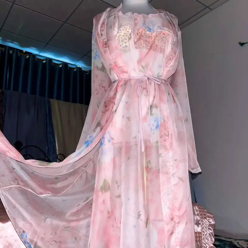 Pink Silk Printed See Through  - огляд і ціна Robe Silk Women