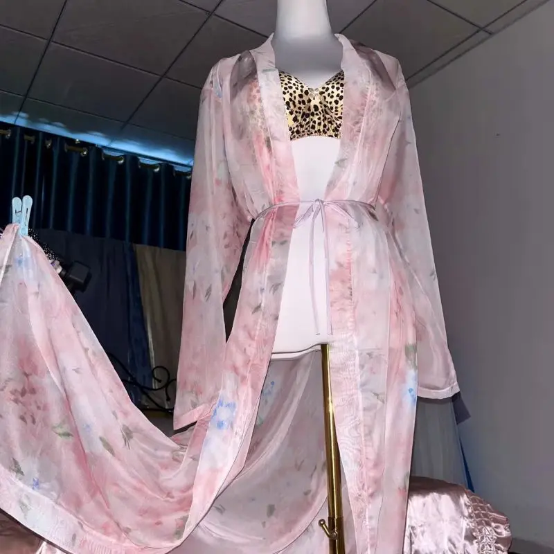 Pink Silk Printed See Through  - огляд і ціна Robe Silk Women