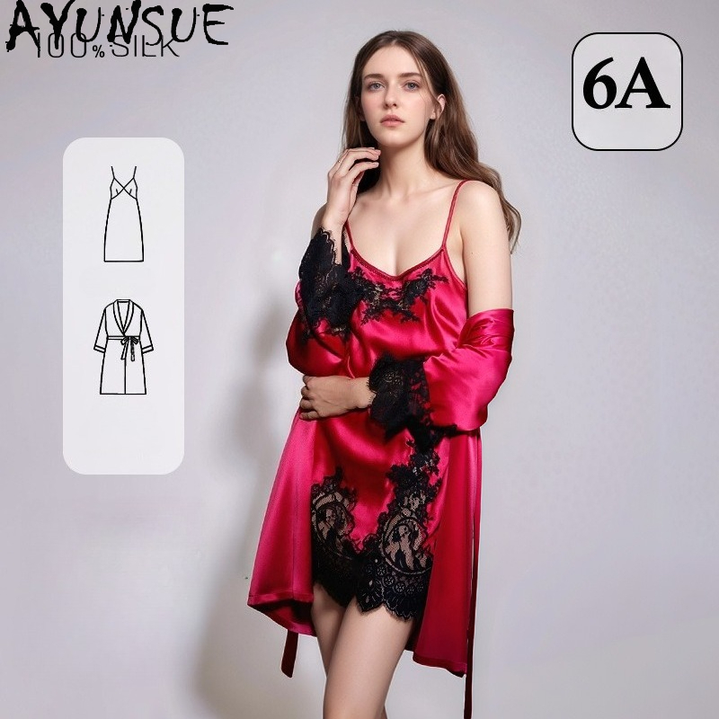 AYUNSUE 100% Genuine Silk Nigh - огляд і ціна Robe Silk Women