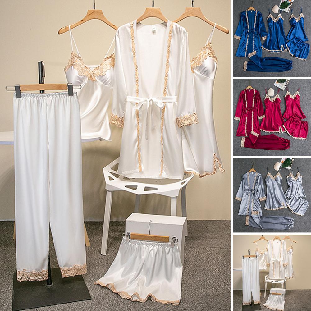 Silk-like Pajama Set Elegant S - огляд і ціна Robe Silk Women