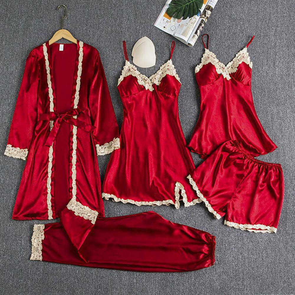 Silk-like Pajama Set Elegant S - огляд і ціна Robe Silk Women